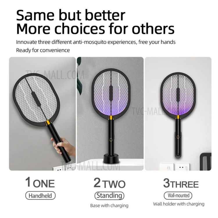 XQN-898 Eliminador de Mosquitos Elétrico 3 em 1 com Luz LED USB Recarregável Raquete Elétrica Mata Insetos Mata Mosca
