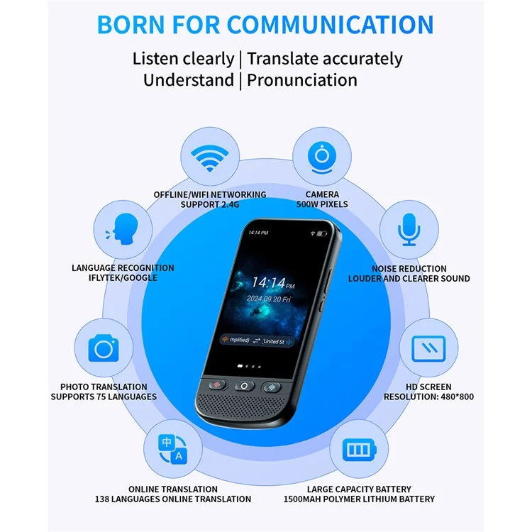 T7pro 1+8GB 4 Zoll Smart Voice Übersetzungsgerät Genaue Übersetzung Foto Sprachübersetzer
