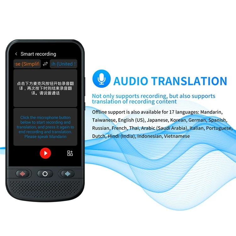 T7pro 1+8GB 4 Zoll Smart Voice Übersetzungsgerät Genaue Übersetzung Foto Sprachübersetzer