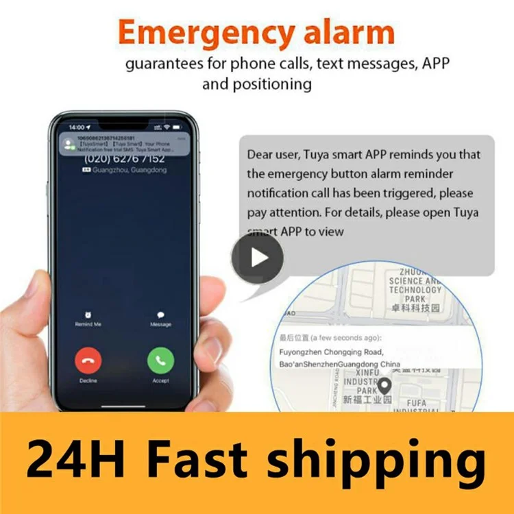 B500 Tuya Localizzatore GPS Smart con Pulsante di Emergenza SOS per la Sicurezza Personale di Donne e Bambini