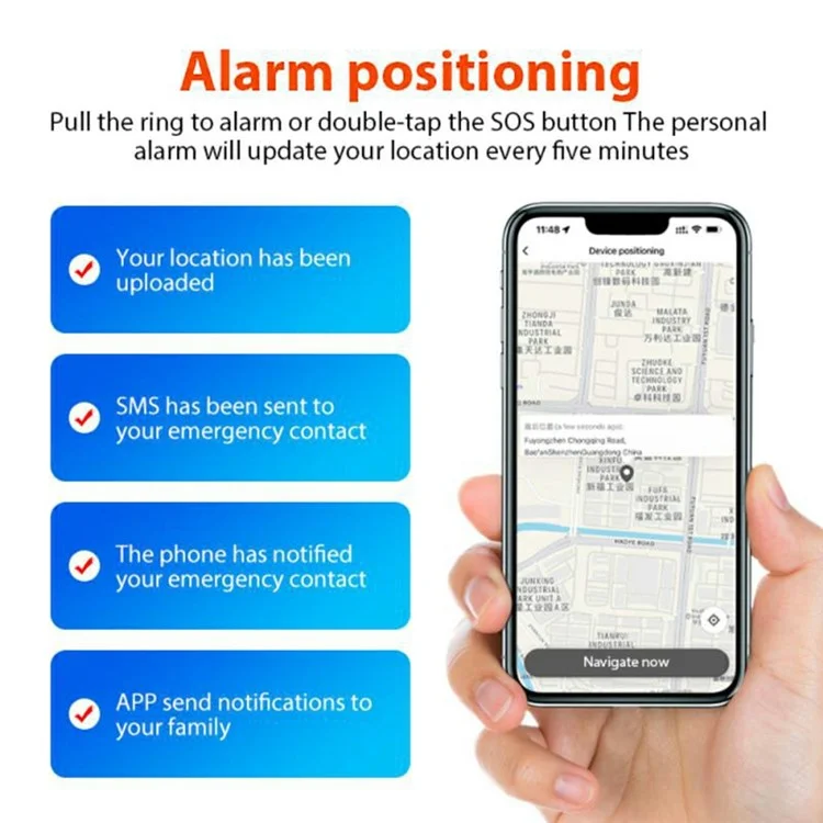 B500 Tuya Localizzatore GPS Smart con Pulsante di Emergenza SOS per la Sicurezza Personale di Donne e Bambini