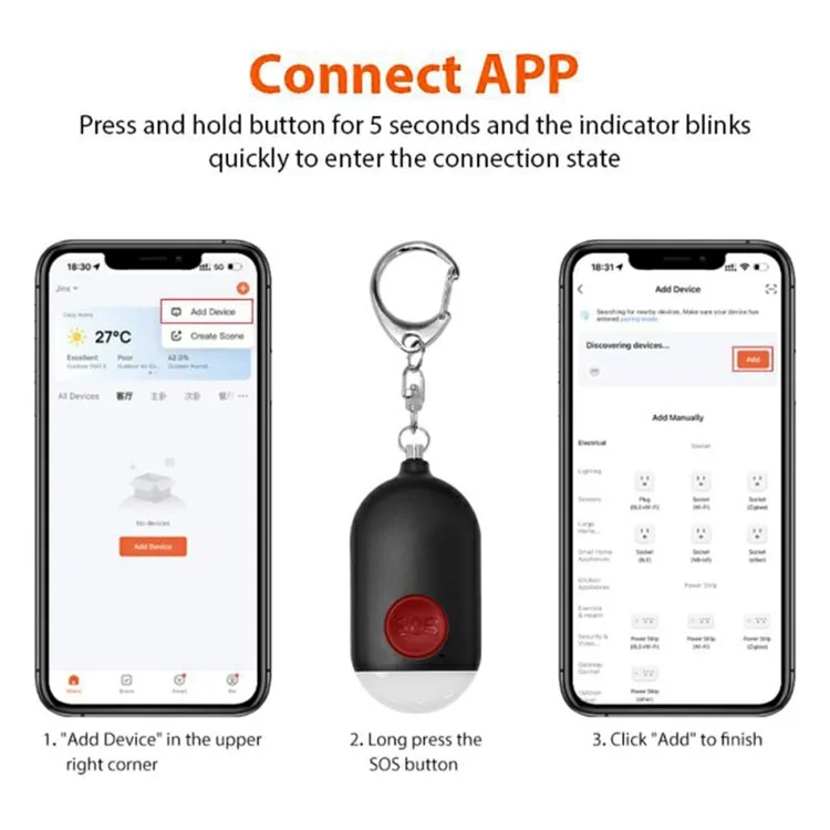 B500 Tuya Localizzatore GPS Smart con Pulsante di Emergenza SOS per la Sicurezza Personale di Donne e Bambini