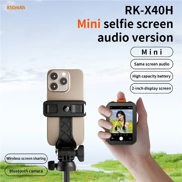 X40H Mini 2 Inch Screen Selfie Screen Mirroring Device Bluetooth-Compatible Photo Capture Device with Sound