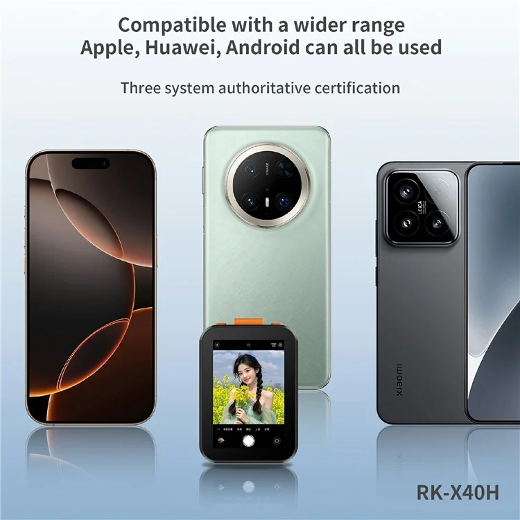 X40H Mini 2 Inch Screen Selfie Screen Mirroring Device Bluetooth-Compatible Photo Capture Device with Sound
