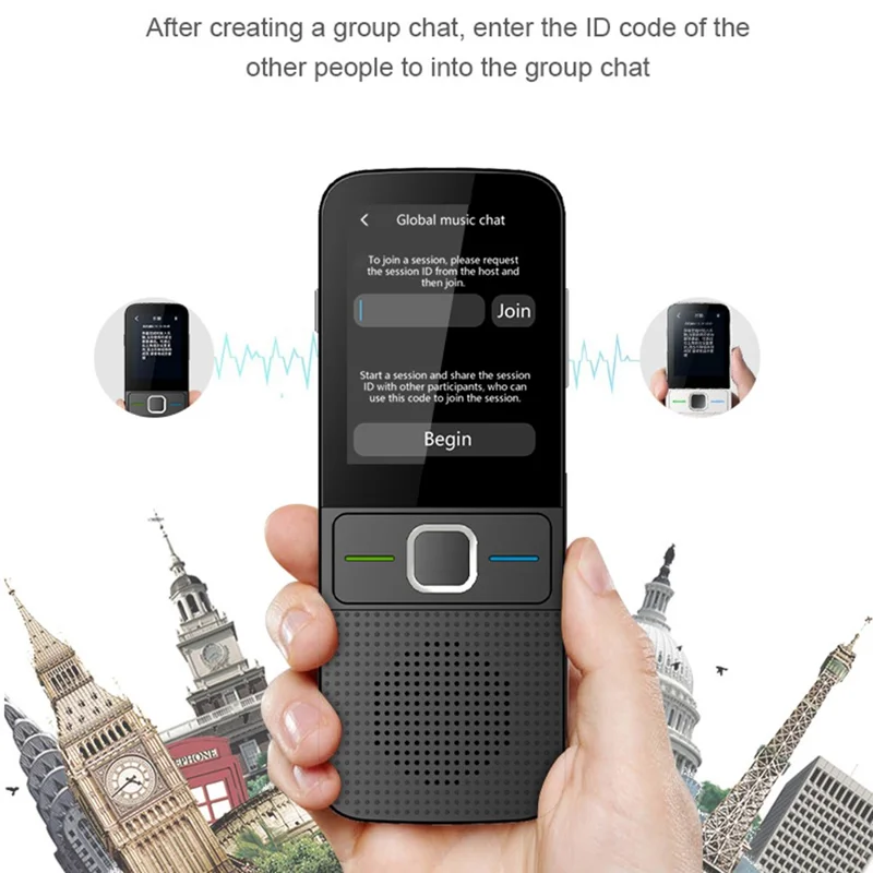 Traduttore vocale intelligente T10 da 2,4 pollici, dispositivo di traduzione multilingue con WiFi e traduzione foto, memoria da 1+8GB - Nero