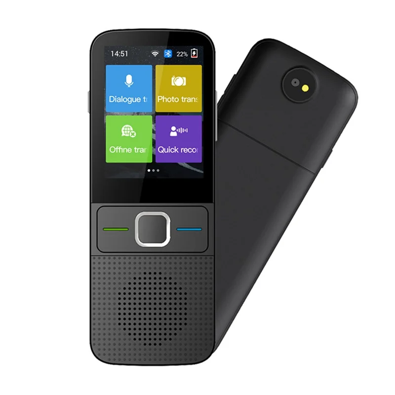 Traduttore vocale intelligente T10 da 2,4 pollici, dispositivo di traduzione multilingue con WiFi e traduzione foto, memoria da 1+8GB - Nero