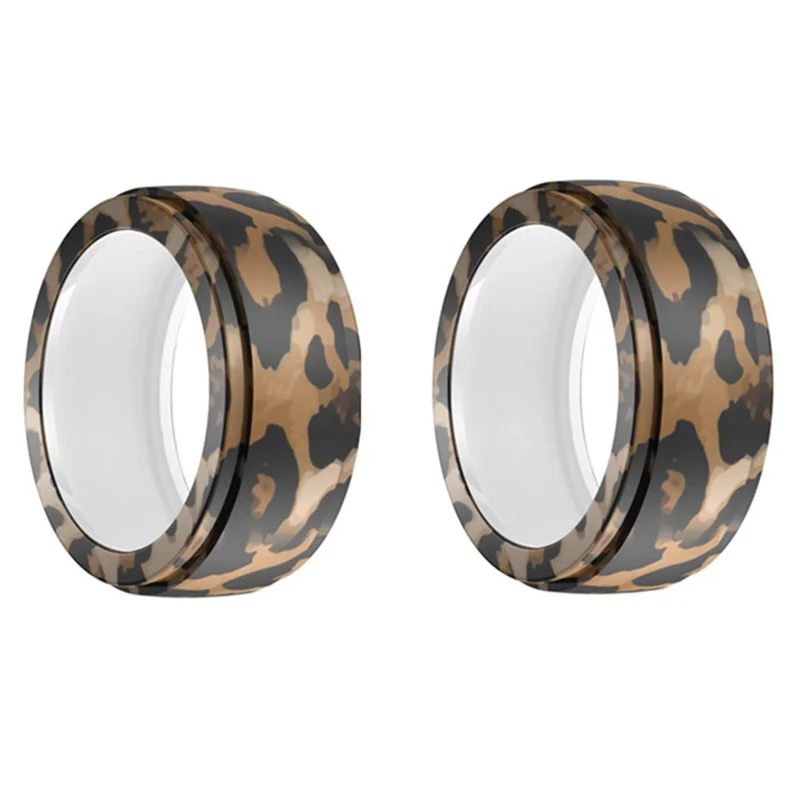 2Pcs for Samsung Galaxy Ring / Oura Ring Gen3 Smart Ring Protective Cover S+M Printed Pattern Silicone Sleeve - Leopard Print