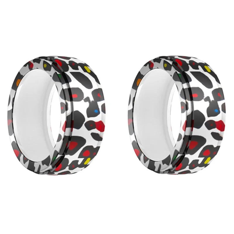 2Pcs for Samsung Galaxy Ring / Oura Ring Gen3 Smart Ring Protective Cover S+M Printed Pattern Silicone Sleeve - Colorful Leopard Print