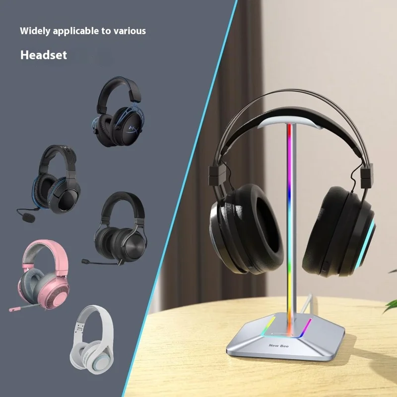 NEW BEE Z8 RGB Kopfhörerständer mit USB + Type-C Erweiterungshub Gaming Headset Halter Displayständer - Schwarz