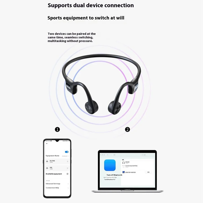 SOUNDER x20 IP68 wasserdichte Knochenleitungs-Bluetooth-kompatible Kopfhörer mit integriertem 32-GB-Speicher - Schwarz