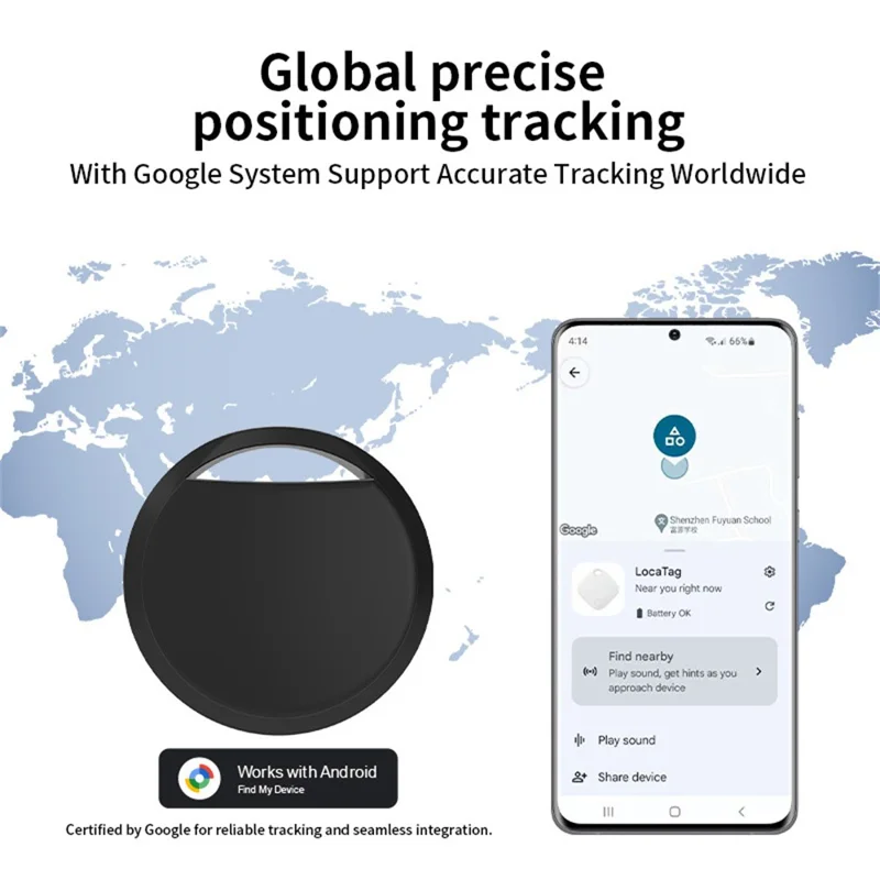 Google Tag13 Android Bluetooth-Compatible Item Finder Pet Tracker Anti-Lost Device Compatible with Google Find My Device App - Black