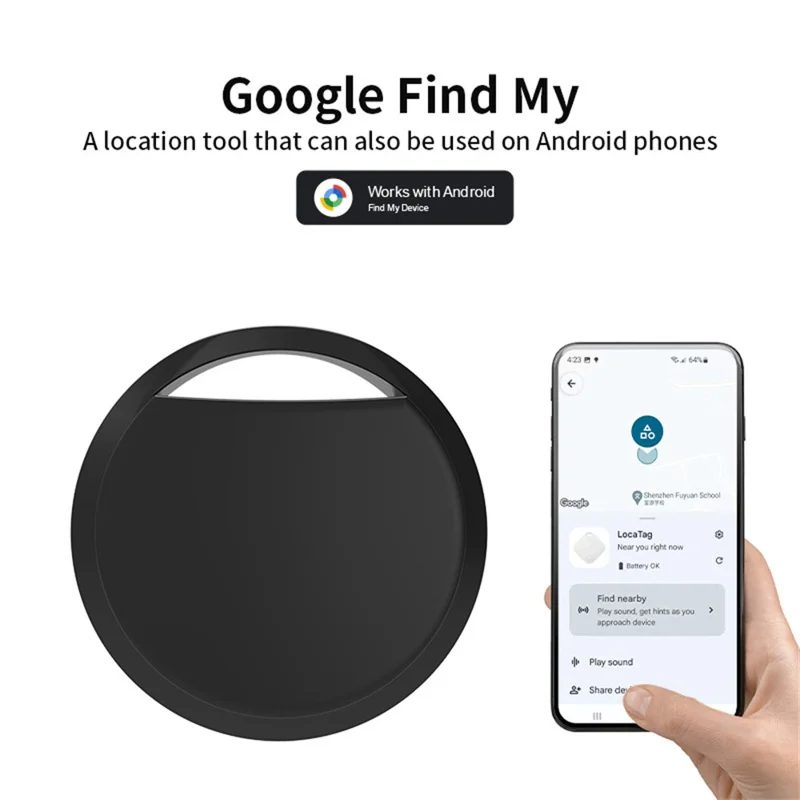 Google Tag13 Android Bluetooth-Compatible Item Finder Pet Tracker Anti-Lost Device Compatible with Google Find My Device App - Black