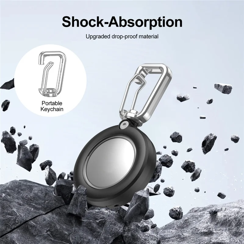 For AirTag Protective Case Full Enclosure Waterproof PC Cover with Hook - Black