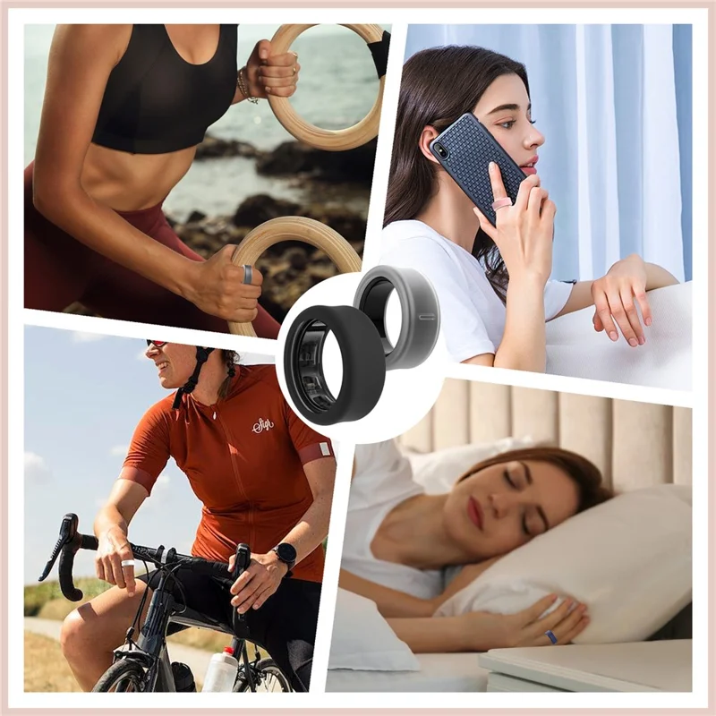 For Samsung Galaxy Ring Silicone Case Smart Ring Protective Cover Size M - Blackish Green