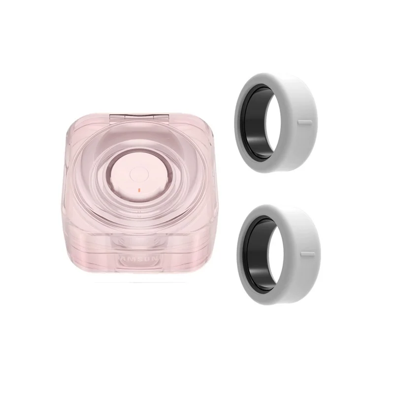 3 Peças / Conjunto Para Samsung Galaxy Ring Capa de Silicone com Berço de Carregamento Capa Protetora TPU - Rosa Transparente / Branco