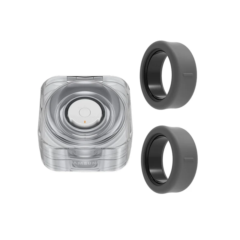 3 Pieces  /  Set For Samsung Galaxy Ring Silicone Case with Charging Cradle TPU Protective Cover - Transparent  /  Dark Grey