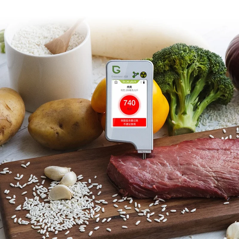 GREENTEST ECO6 Tester di Sicurezza Alimentare per Frutta / Verdura / Carne / Pesce Rilevatore di Nitrati e Radiazioni, Spina EU (Privo di BPA, Non FDA) - Bianco