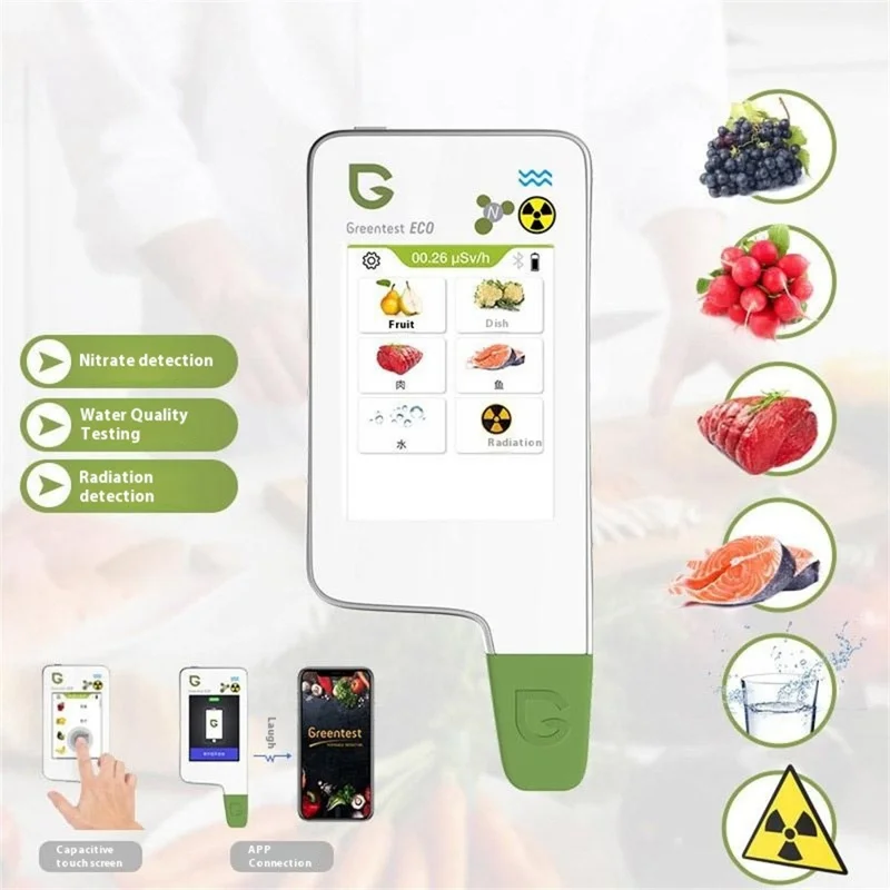 GREENTEST ECO6 Tester di Sicurezza Alimentare per Frutta / Verdura / Carne / Pesce Rilevatore di Nitrati e Radiazioni, Spina EU (Privo di BPA, Non FDA) - Bianco