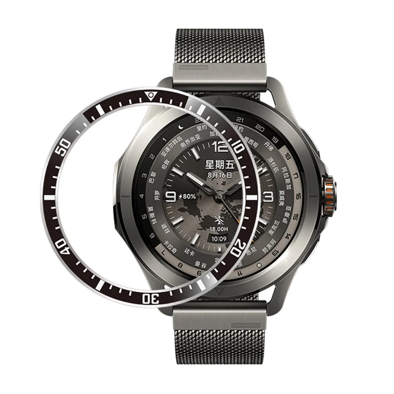Pour Xiaomi Watch S4 / S3 Anneau de lunette Anti-rayures Couvercle adhésif en alliage d'aluminium - Caractères noirs / blancs