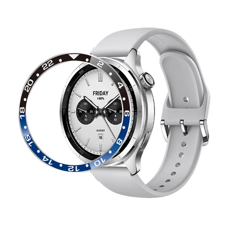 Anillo embellecedor para Xiaomi Watch S4 / S3 de aleación de aluminio de doble color, funda protectora - Negro + Azul