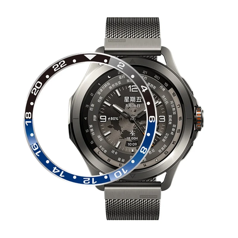 Anillo embellecedor para Xiaomi Watch S4 / S3 de aleación de aluminio de doble color, funda protectora - Negro + Azul
