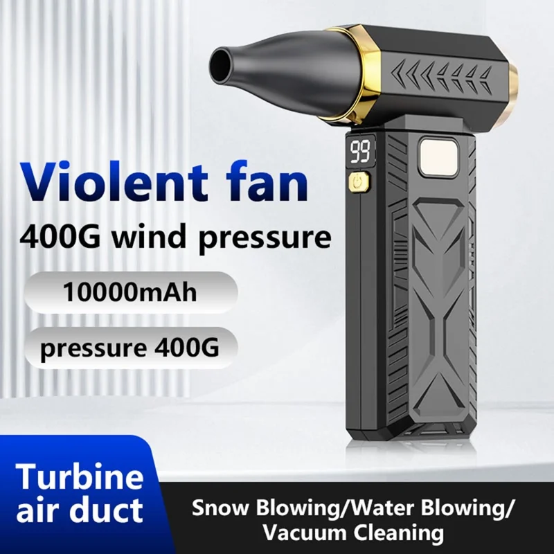 Ventilador M18 de 65W, Doble Función, Potente, Soplador / Aspirador USB Recargable de 10000mAh - Negro