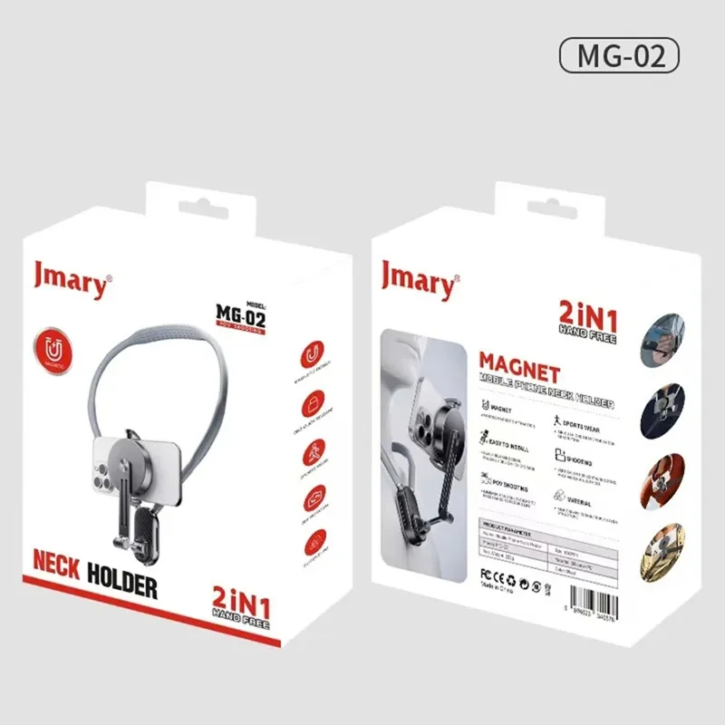 JMARY MG-02 Magnetischer Nackenhalter für Action-Kamera & Smartphone 360° verstellbare Silikon-Halskette