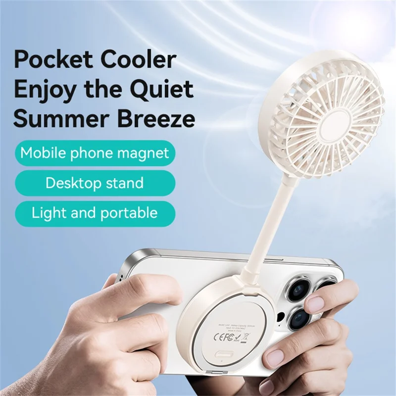 LIFEUSAMS LU02 Handventilator mit flexiblem Schwanenhals, 900mAh Mini-Ventilator mit magnetischer Halterung für Smartphones - Schwarz