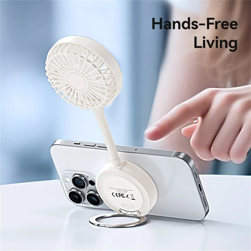 LIFEUSAMS LU02 Handventilator mit flexiblem Schwanenhals, 900mAh Mini-Ventilator mit magnetischer Halterung für Smartphones - Schwarz