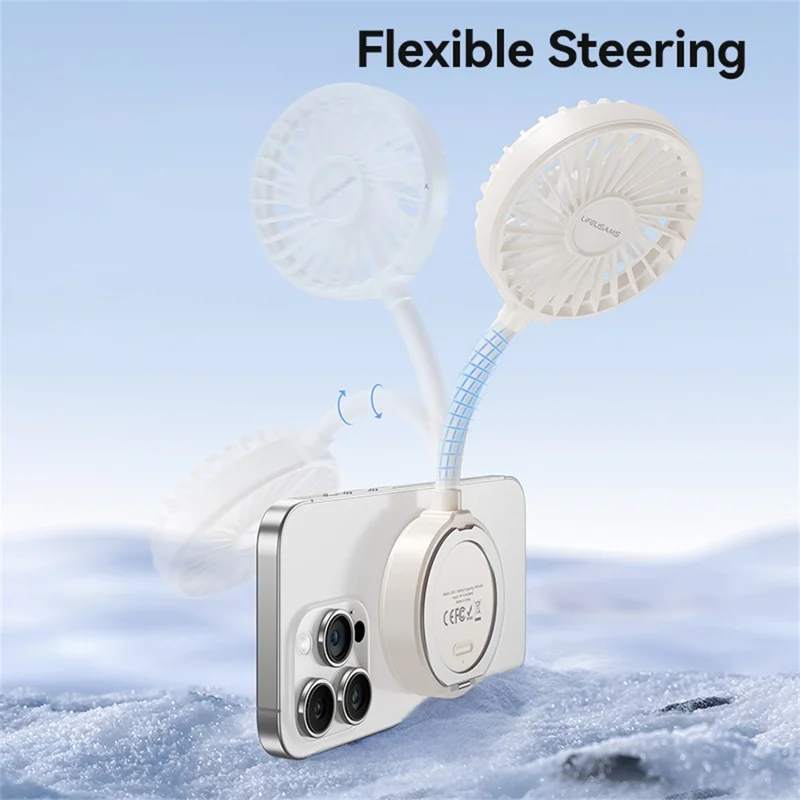 LIFEUSAMS LU02 Handventilator mit flexiblem Schwanenhals, 900mAh Mini-Ventilator mit magnetischer Halterung für Smartphones - Schwarz