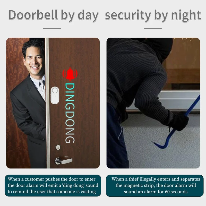 Alarma de Sensor para Puerta con Alto Nivel de Decibelios para Ventanas y Puertas, Sistema Antirrobo con Mando a Distancia