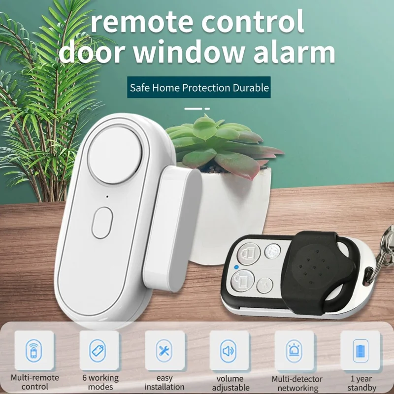 Alarma de Sensor para Puerta con Alto Nivel de Decibelios para Ventanas y Puertas, Sistema Antirrobo con Mando a Distancia