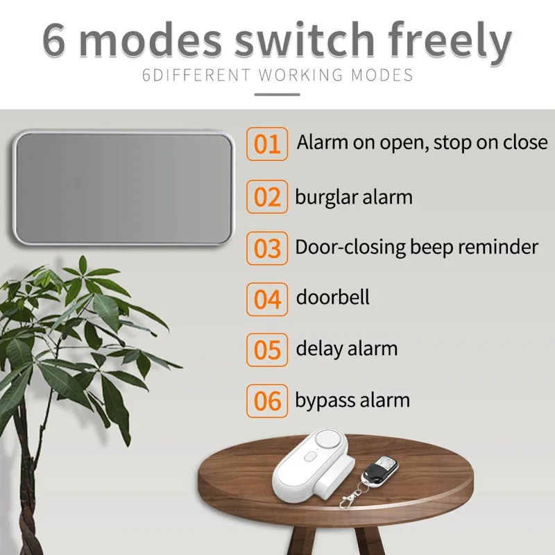 Alarma de Sensor para Puerta con Alto Nivel de Decibelios para Ventanas y Puertas, Sistema Antirrobo con Mando a Distancia