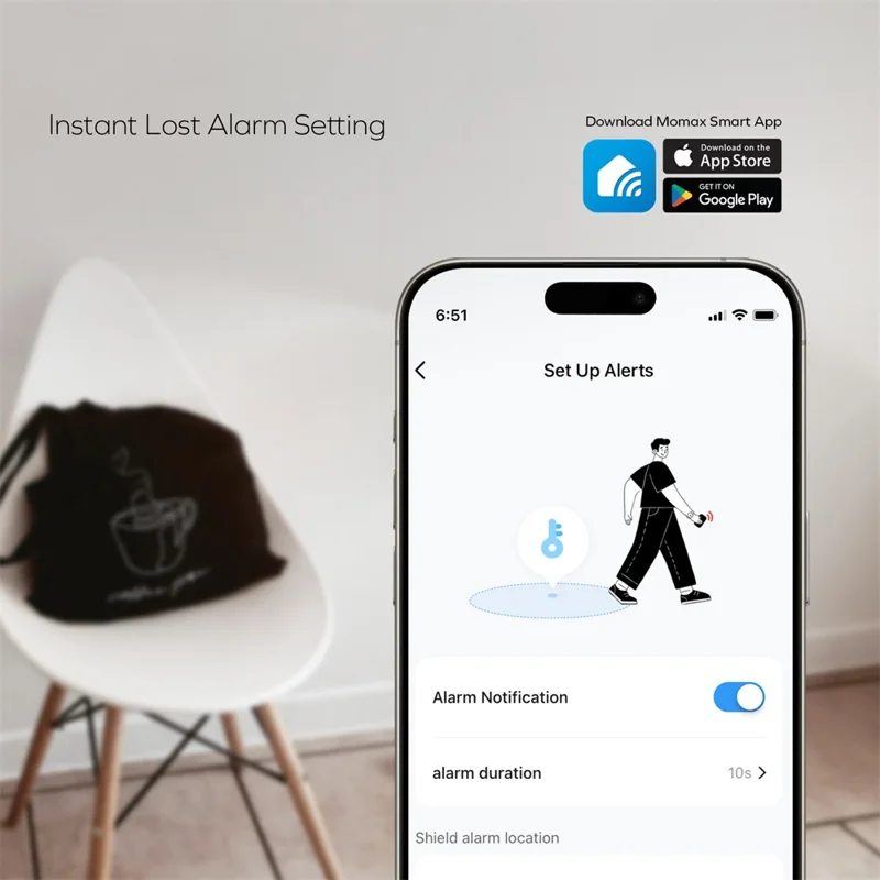 Localizador Inteligente MOMAX Pinpop Duo Compatible con Bluetooth, Certificado para Apple y Android - Negro