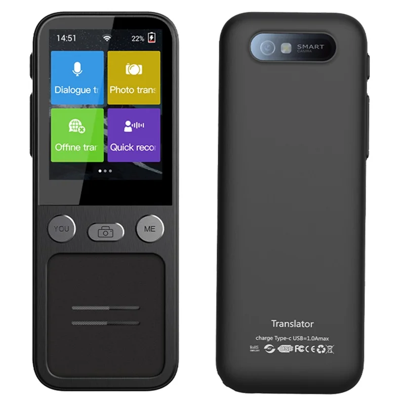 T16 134 Languages Online Translator 2.4 Inch WiFi Smart Voice Translator Photo Translation Device, 1+8GB
