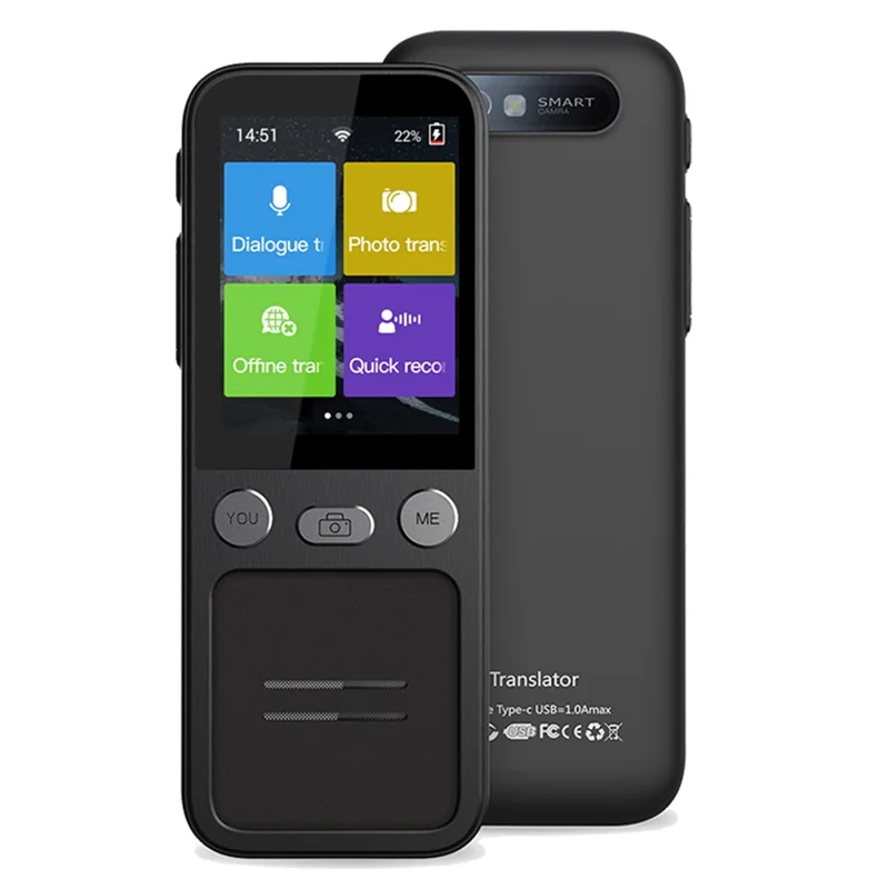 T16 134 Languages Online Translator 2.4 Inch WiFi Smart Voice Translator Photo Translation Device, 1+8GB