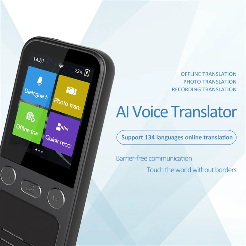 T16 134 Languages Online Translator 2.4 Inch WiFi Smart Voice Translator Photo Translation Device, 1+8GB