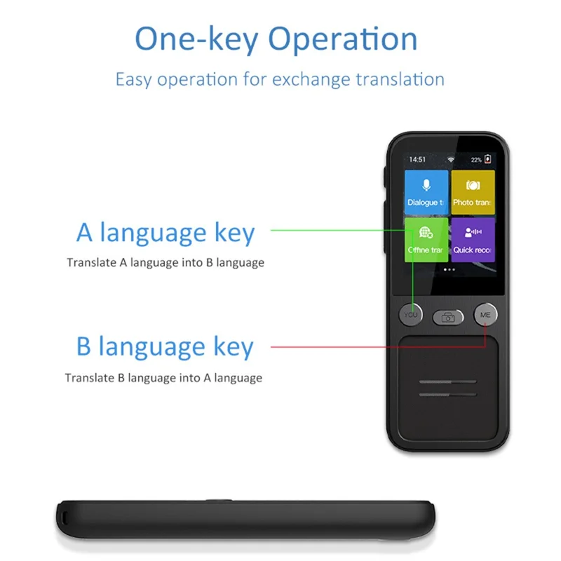T16 134 Languages Online Translator 2.4 Inch WiFi Smart Voice Translator Photo Translation Device, 1+8GB