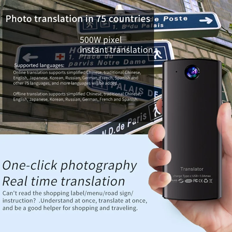 Traduttore vocale intelligente T17 con 138 lingue, schermo da 3 pollici, traduzione foto WiFi offline, interprete da viaggio e business, 1+16GB