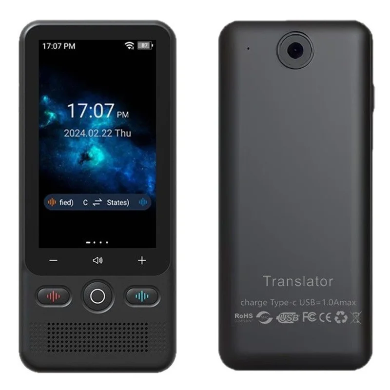 T18 Traduttore vocale intelligente con schermo HD da 3 pollici, 138 lingue, traduzione online/offline e foto, 1+16GB