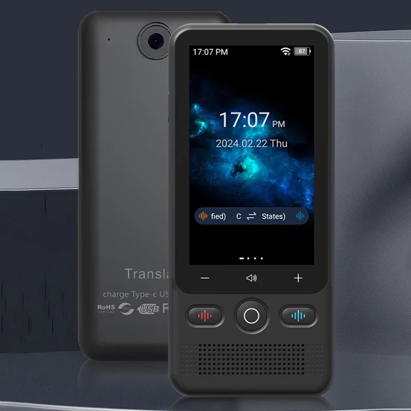 T18 Traduttore vocale intelligente con schermo HD da 3 pollici, 138 lingue, traduzione online/offline e foto, 1+16GB