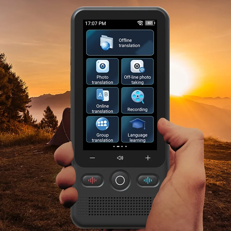 T18 Traduttore vocale intelligente con schermo HD da 3 pollici, 138 lingue, traduzione online/offline e foto, 1+16GB