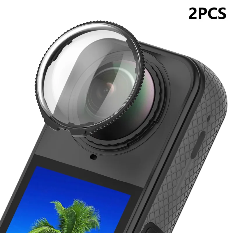 2PCS Lens Guards for Insta360 X4 Action Camera Clear Case PC Protective Lens Cover - Black