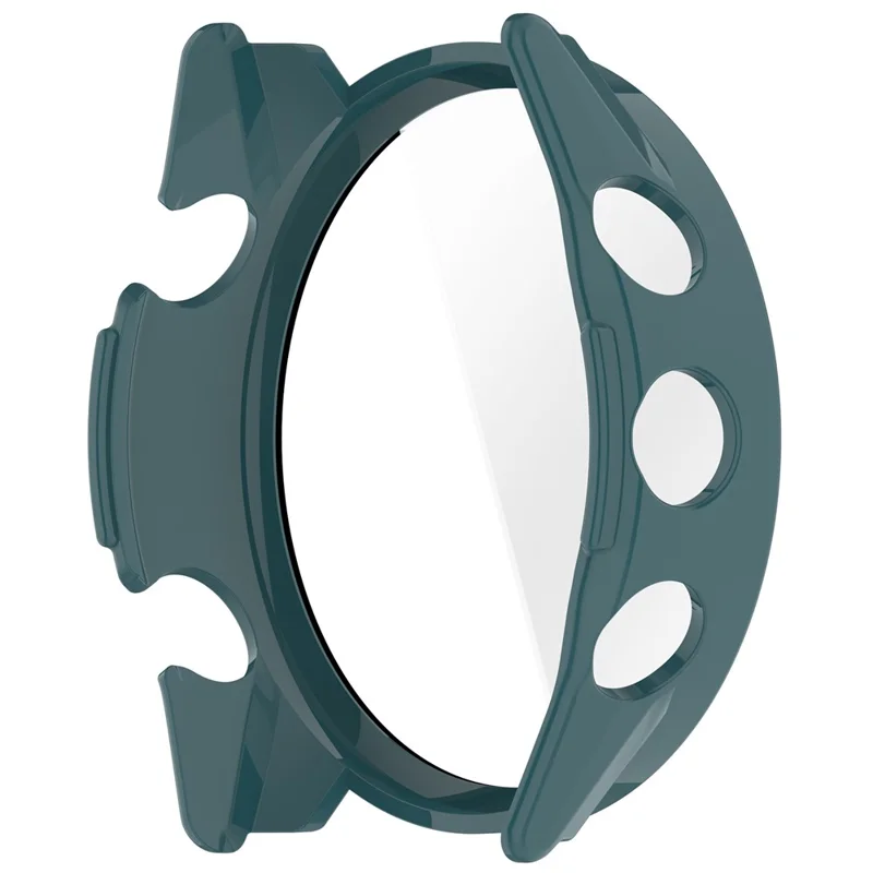 For Garmin Forerunner 570 47mm Watch Case with Screen Protector PC Protective Cover Tempered Glass - Green