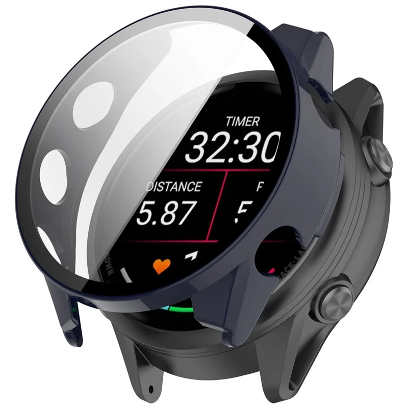 Чехол для часов Garmin Forerunner 970 с защитой экрана, ПК-чехол и закаленное стекло - Темно-синий