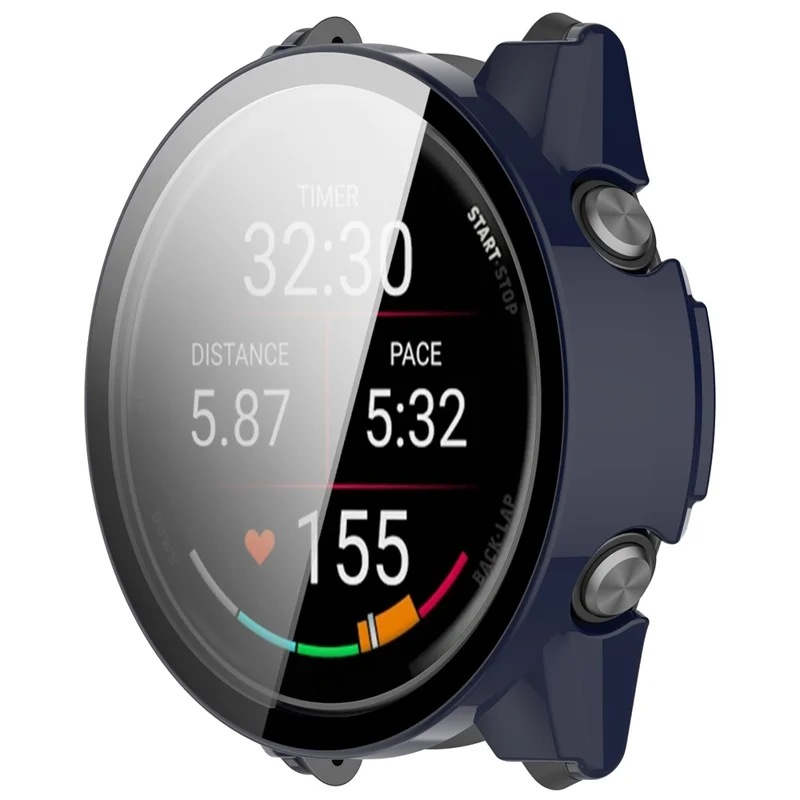 Чехол для часов Garmin Forerunner 970 с защитой экрана, ПК-чехол и закаленное стекло - Темно-синий