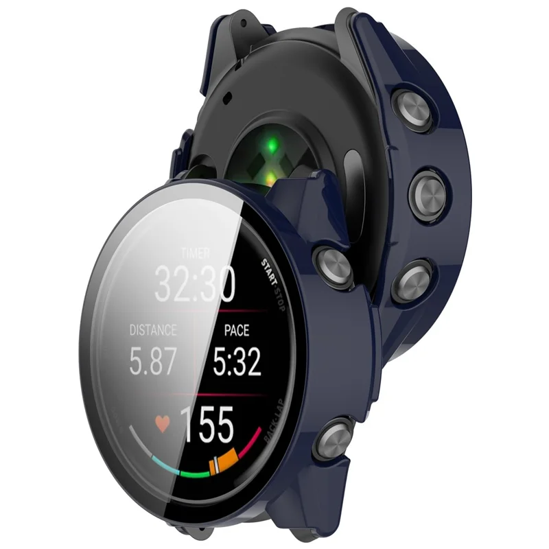 Чехол для часов Garmin Forerunner 970 с защитой экрана, ПК-чехол и закаленное стекло - Темно-синий