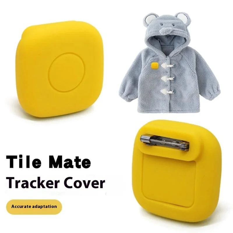 For Tile Mate (2024) Silicone Case Smart Tracker Waterproof Protective Cover Brooch Style for Children - Green