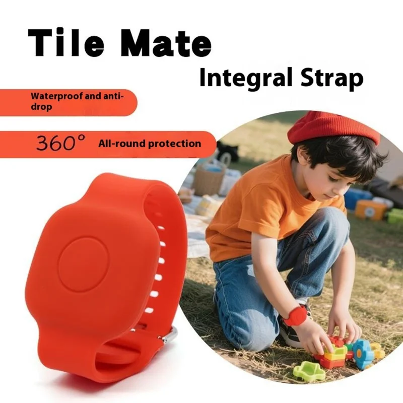 For Tile Mate (2024) Silicone Case Waterproof Adjustable Children Wrist Band Smart Tracker Watch Strap - Red