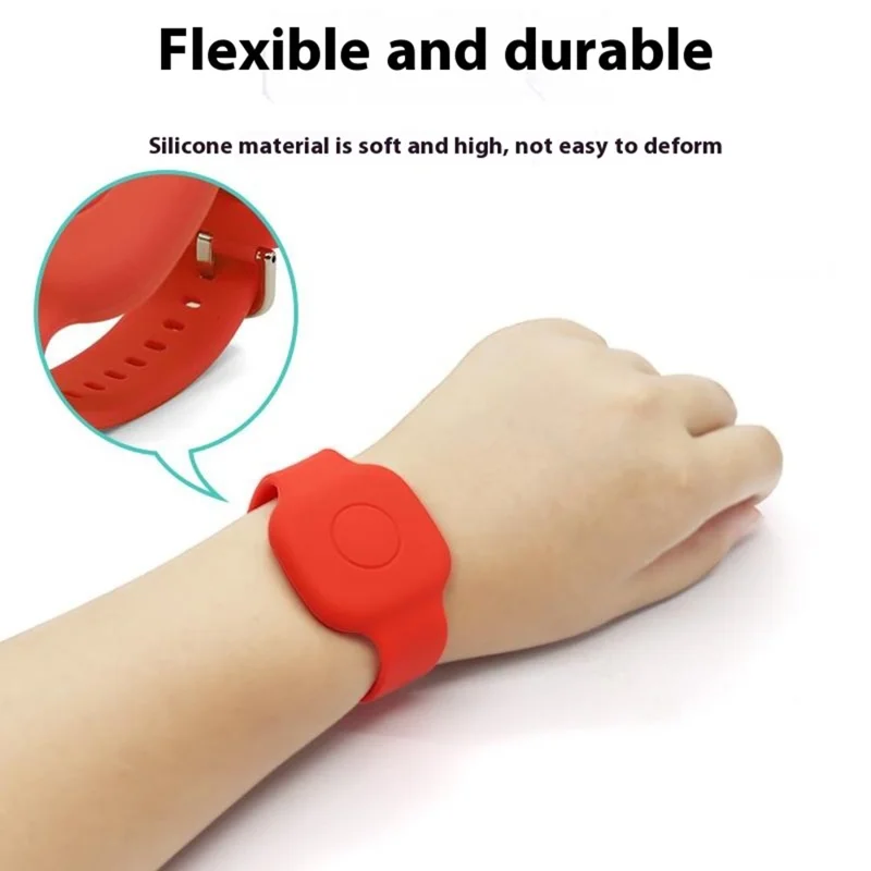 For Tile Mate (2024) Silicone Case Waterproof Adjustable Children Wrist Band Smart Tracker Watch Strap - Red